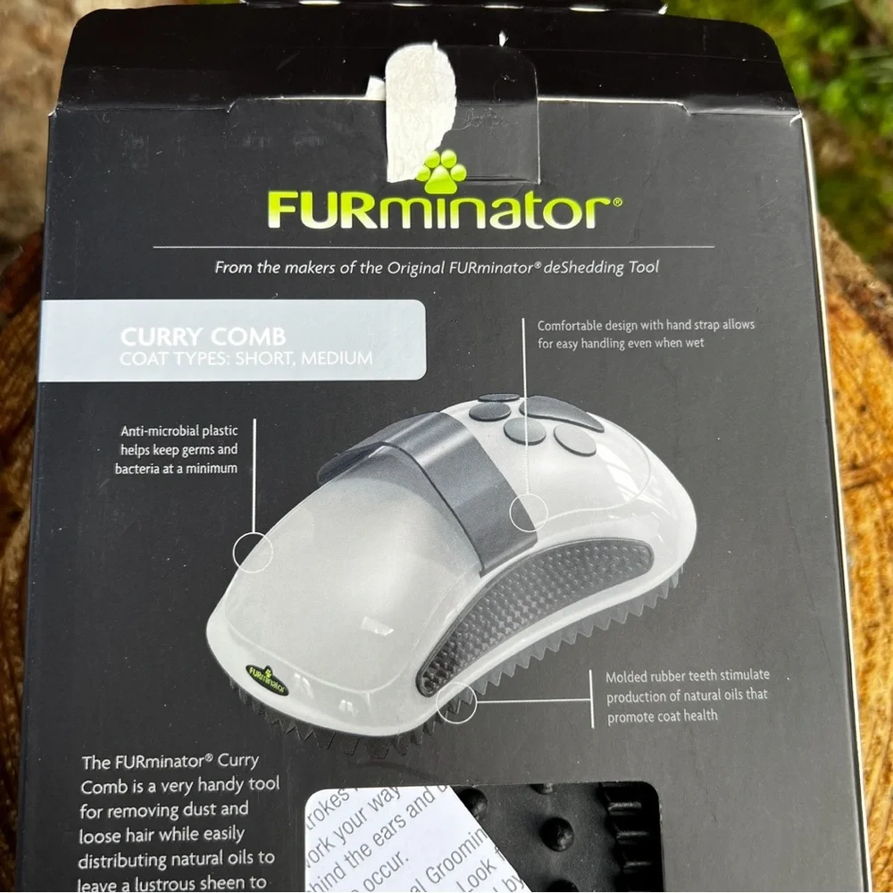 FURminator Curry Comb for Cats and Dogs Rubber Teeth Anti-Microbial